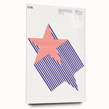 Bold Art Deco Wall Art - 1776 American Star Design in Red and Blue Stripes