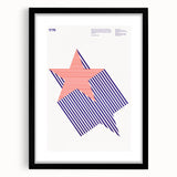 Bold Art Deco Wall Art - 1776 American Star Design in Red and Blue Stripes