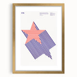 Bold Art Deco Wall Art - 1776 American Star Design in Red and Blue Stripes