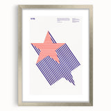 Bold Art Deco Wall Art - 1776 American Star Design in Red and Blue Stripes