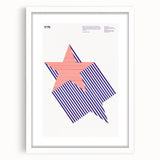 Bold Art Deco Wall Art - 1776 American Star Design in Red and Blue Stripes