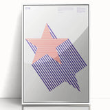 Bold Art Deco Wall Art - 1776 American Star Design in Red and Blue Stripes