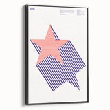 Bold Art Deco Wall Art - 1776 American Star Design in Red and Blue Stripes