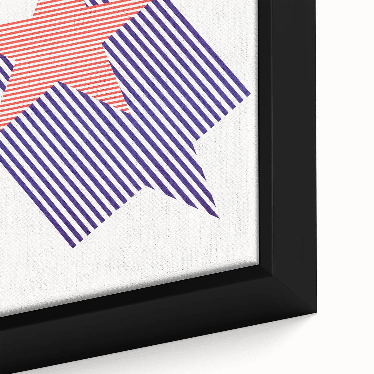 Bold Art Deco Wall Art - 1776 American Star Design in Red and Blue Stripes