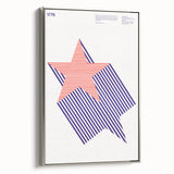 Bold Art Deco Wall Art - 1776 American Star Design in Red and Blue Stripes