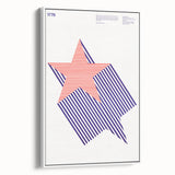 Bold Art Deco Wall Art - 1776 American Star Design in Red and Blue Stripes