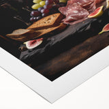 Art deco poster featuring an assortment of colorful dishes on a rolled canvas, suitable for dining room decor.