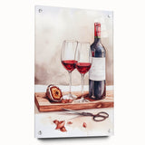 Large abstract wall art on acrylic glass depicting vibrant food and drink imagery, ideal for dining room decor.