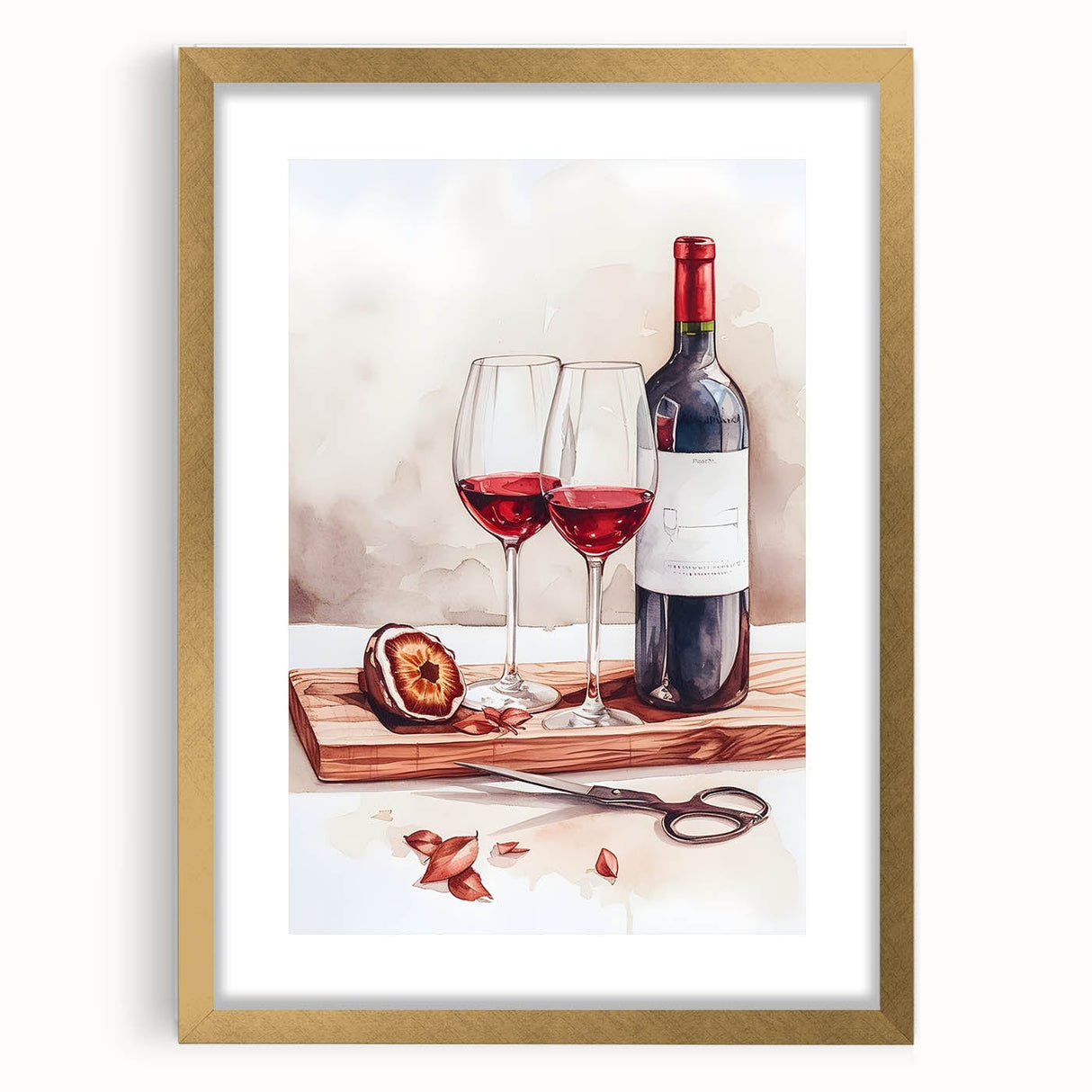 Extra large abstract art print with textured design in gold frame, featuring muted earth tones, ideal for living room decor.