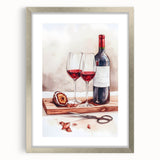 Textured abstract art print in silver frame, featuring muted gray and blue tones, ideal for bedroom art.