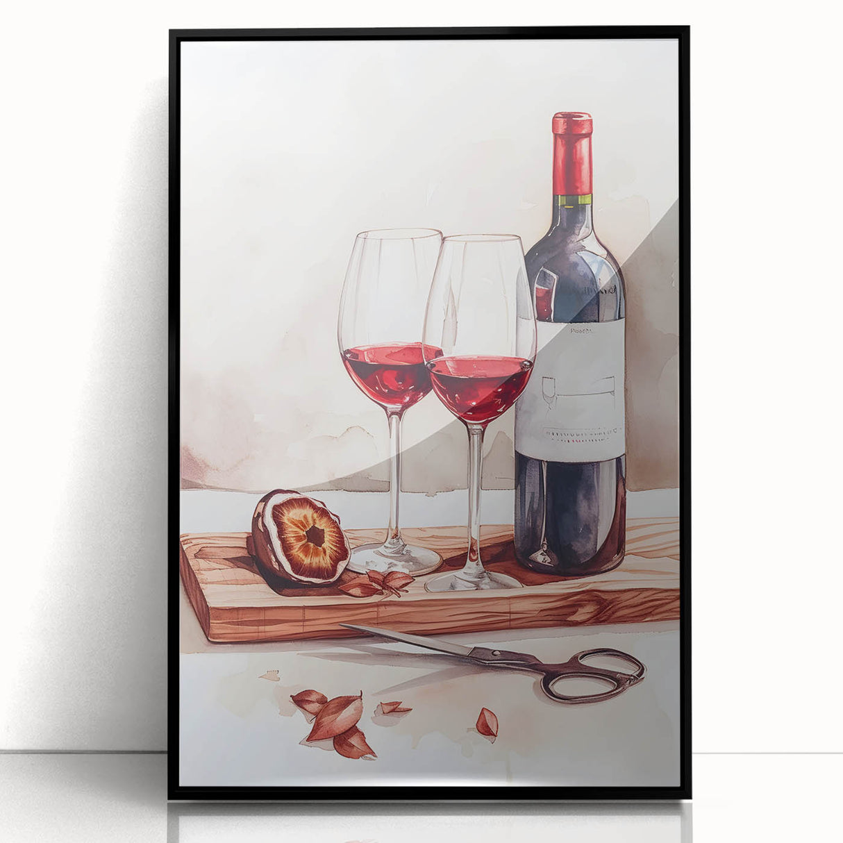 Large abstract wall art in black and white acrylic print, mid-century modernist style, ideal for modern dining room decor.