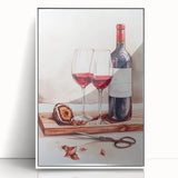 Mid-century modernist art depicting colorful fruit and beverages on white acrylic, ideal for nursery wall art.