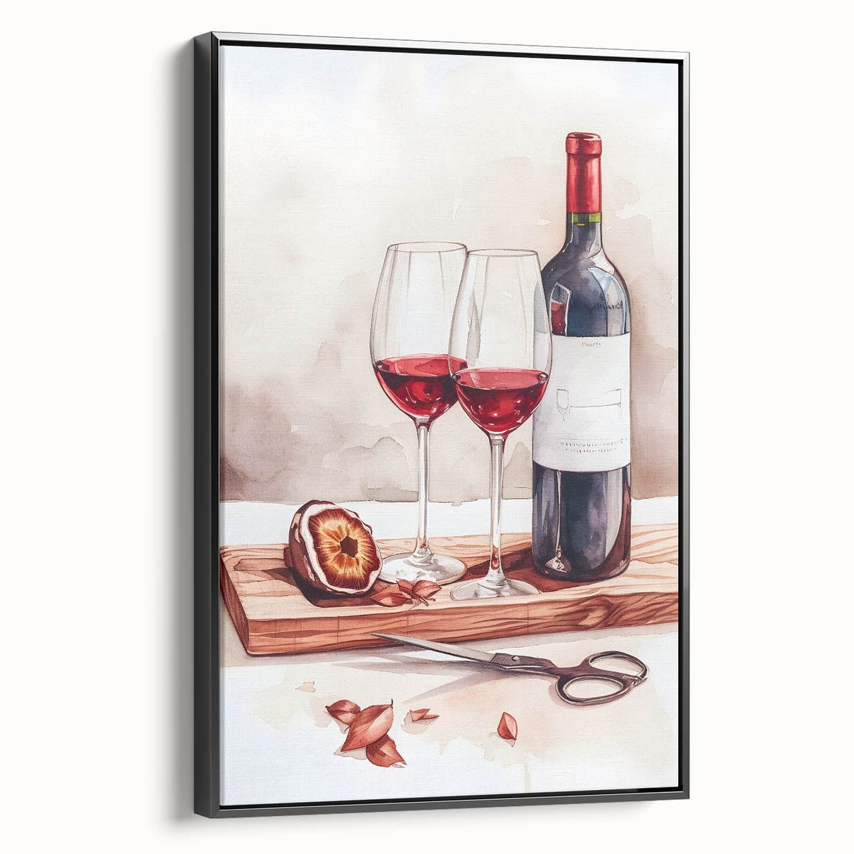 Black and white vintage poster art of a landscape on framed canvas, ideal for bedroom wall decor.