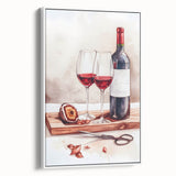 Vintage poster art featuring colorful food and drink imagery on a large framed canvas, ideal for living room decor.