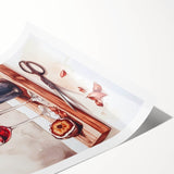 Extra large wall art featuring line art flowers in black on white, rolled print, ideal for large living room decor.