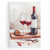 Large black and white stretched canvas featuring assorted kitchen utensils, ideal for kitchen wall art.