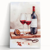 Large black and white stretched canvas featuring assorted kitchen utensils, ideal for kitchen wall art.