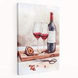 Large stretched canvas featuring a vibrant depiction of various fruits and beverages, ideal for kitchen wall art.