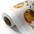 Art deco poster featuring assorted fruits in bold colors on rolled canvas, ideal for nursery wall art.