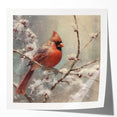 Seasonal Wall Art - Vibrant Cardinal Bird on Snowy Branch Holiday Print