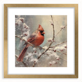 Seasonal Wall Art - Vibrant Cardinal Bird on Snowy Branch Holiday Print
