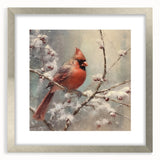 Seasonal Wall Art - Vibrant Cardinal Bird on Snowy Branch Holiday Print