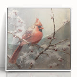 Seasonal Wall Art - Vibrant Cardinal Bird on Snowy Branch Holiday Print