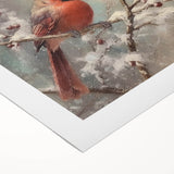 Seasonal Wall Art - Vibrant Cardinal Bird on Snowy Branch Holiday Print
