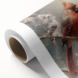Seasonal Wall Art - Vibrant Cardinal Bird on Snowy Branch Holiday Print