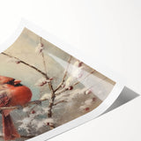 Seasonal Wall Art - Vibrant Cardinal Bird on Snowy Branch Holiday Print