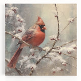 Seasonal Wall Art - Vibrant Cardinal Bird on Snowy Branch Holiday Print