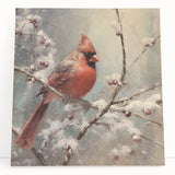 Seasonal Wall Art - Vibrant Cardinal Bird on Snowy Branch Holiday Print