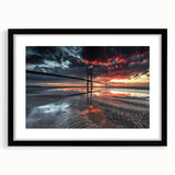 Black landscape bridge frame with a mat, showcasing a modern design in a front view. Ideal for displaying artwork or photos, enhancing home décor aesthetics.