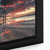 Framed canvas close-up of a serene landscape bridge scene, showcasing vibrant colors and intricate details, perfect for home decor or art enthusiasts.