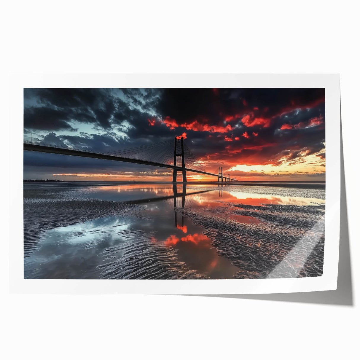 Landscape roll print showcasing a serene bridge scene with lush greenery and vibrant colors, elegantly packaged in a protective cardboard tube for easy transport. Perfect for home or office decor, enhancing any space with its calming nature theme.