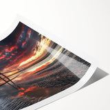 Landscape bridge rolled print showcasing a serene river scene with lush greenery and a clear blue sky, elegantly packaged in a protective cardboard tube for safe transport.