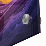 Close-up of a vibrant acrylic landscape artwork depicting colorful canyons, showcasing intricate details and textures, perfect for home decor enhancement.