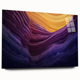 Acrylic glass artwork depicting a stunning landscape of canyons, showcasing vibrant colors and intricate details, perfect for modern home decor. Ideal for nature enthusiasts and art lovers.