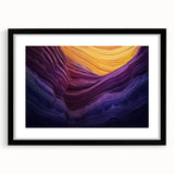 Framed landscape print showcasing a stunning canyon view, featuring a black mat and sleek frame, perfect for enhancing home decor with natural beauty.