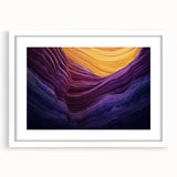 White-framed landscape print showcasing vibrant canyons with intricate details, ideal for home decor, enhancing living spaces with natural beauty.