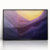Framed acrylic artwork depicting a stunning landscape of canyons, showcasing rich earth tones and intricate details, perfect for modern home decor.