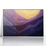 Framed acrylic wall art featuring a vibrant landscape of canyons, showcasing rich earth tones and intricate textures, perfect for modern home decor.