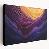 Stretched canvas artwork depicting a stunning landscape of colorful canyons in vibrant hues, showcasing intricate details and depth, perfect for home decor enthusiasts.
