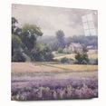 Vibrant landscape countryside wall art displayed in an elegant acrylic glass frame, showcasing lush greenery and a serene atmosphere, perfect for home decor.