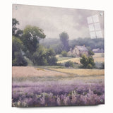 Vibrant landscape countryside wall art displayed in an elegant acrylic glass frame, showcasing lush greenery and a serene atmosphere, perfect for home decor.