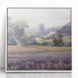 Framed acrylic wall art depicting a serene countryside landscape, featuring vibrant green fields and a clear blue sky, designed to enhance home decor aesthetics.