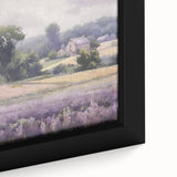 Framed canvas wall art showcasing a serene countryside landscape with vibrant green fields and a clear blue sky, perfect for home decor. The close-up highlights the intricate details and textures of the artwork, enhancing its visual appeal for nature enthusiasts.