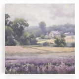 Landscape wall art featuring a serene countryside scene with rolling hills, lush greenery, and a bright blue sky, printed on stretched canvas for vibrant home decor.