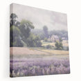 Stretched canvas artwork depicting a vibrant countryside landscape with rolling hills and lush greenery, perfect for home decor and enhancing interior spaces.