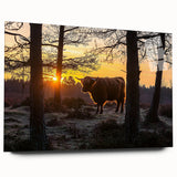 Vibrant acrylic landscape art showcasing a serene countryside view, displayed in a clear glass frame from a side perspective, highlighting its vivid colors and detail.